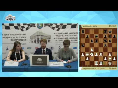 Round 7. Press conference with Vladimir Potkin, trainer of Russian men's team