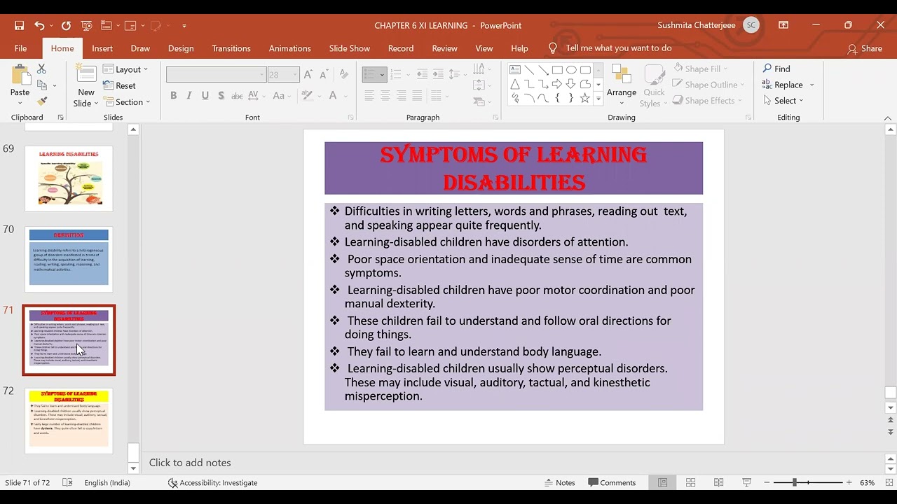 CLASS XI PSYCHOLOGY   CHAP 6 - LEARNING DISABILITIES