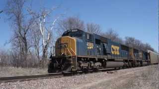 preview picture of video 'CSXT 4569 an SD70MAC leads CP's 273 on 4/4/2013'