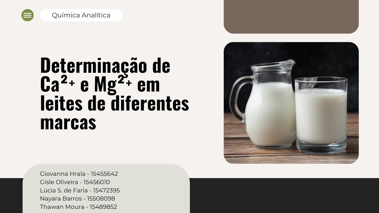 PROJETO | Determinação de cálcio e magnésio em leites de diferentes marcas