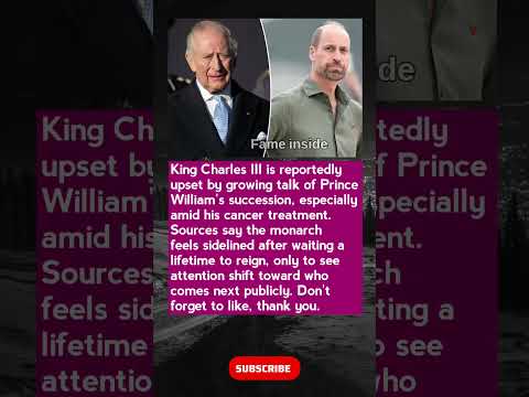 King Charles III is reportedly upset by growing talk of Prince William's succession, #celebritynews