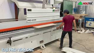 Máy dán cạnh ván công nghiệp, máy CNC 4 đầu Holztek trong xưởng gỗ tại HCM