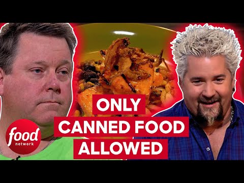 Guy Challenges Contestants To Make A Grilled Dish Out Of CANNED FOOD!  | Guy's Grocery Games
