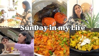Sunday - Full Day Vlog - Cooking Baigan Bharta , Bengali Mix Veg, Plant Care, Mall Visit, Sweet Shop