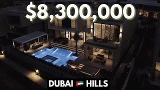 Touring a $8,300,000 SMART HOME in the DUBAI Hills - Night Tour