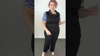 SHOP PLUS SIZE TOPS | PLUS SIZE VEST WITH COLLAR | BLACK LOW PILL PONTE