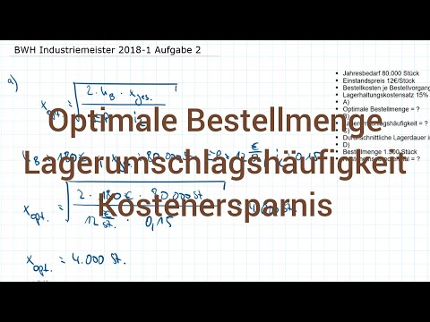 BWH Industrial Master Metal 2018-1 Spring Task 2 - Optimal order quantity, cost savings
