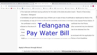 Telangana - Pay Water Bill (Tax) (Online)