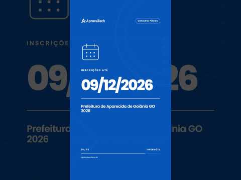 Saiu Edital do Concurso Prefeitura de Aparecida de Goiânia GO 2026 para o cargo Professor de Artes.