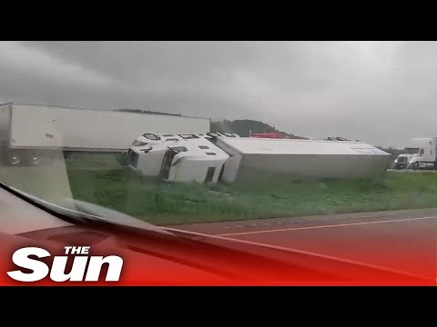 Tornado rips through Wisconsin leaving trucks overturned