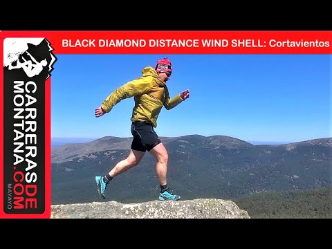 BLACK DIAMOND DISTANCE WIND SHELL: Cortavientos 98 gramos, con sóida protección para Montaña y Trail