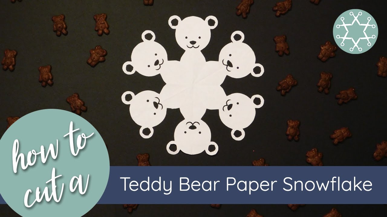 How to cut out a Teddy Bear Paper Snowflake - DIY Paper Cutting Template