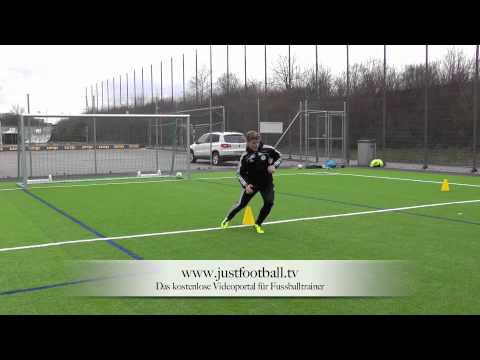 Ballan- und mitnahmetechniken mit dem Rücken zum Tor mit Torabschluss