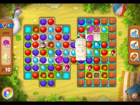GardenScapes Level 3593 no boosters (16 moves)