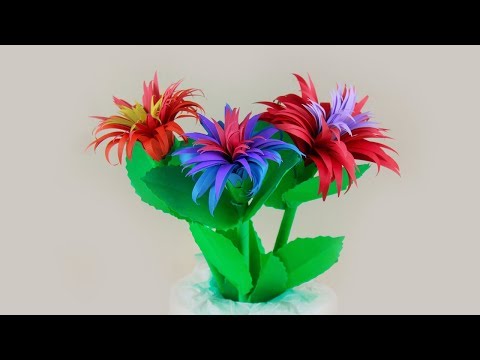How to Make Aster Flower with Paper | Making Paper Flowers Step by Step| Crazy Crafts