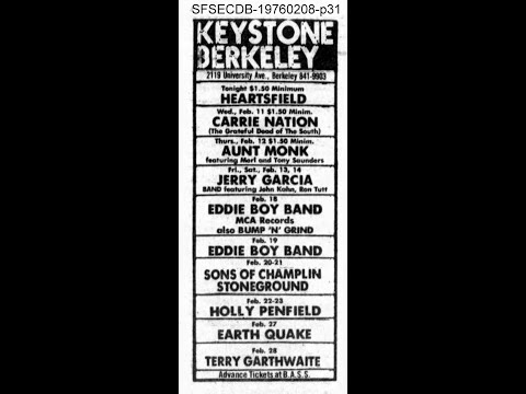 Jerry Garcia Band - 2/14/76 - Keystone, Berkeley, CA - sbd