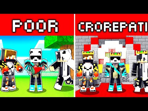 RaHul iS liT - POOR TO CROREPATI🤑 in Minecraft with @DashEmpireOG and @FlickEmpire