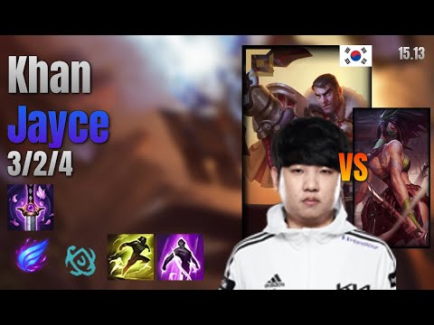 Khan Top Jayce vs Akali lol KR solo rank Full Game 15.13 | 칸 제이스 vs 아칼리