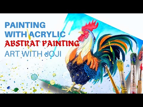 How to paint Colorful Rooster with acrylic/easy painting/morning rise