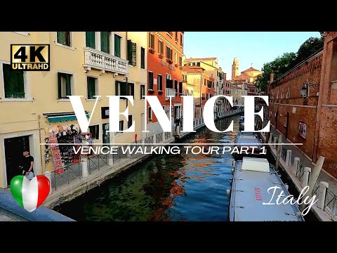 🇮🇹 Beautiful sunset in VENICE  Italy, Venice Italy Walking Tour Part 1, 4K Unedited