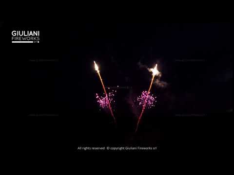 Pyro Effect #12   Single Shot   Gold Crackling comet + magenta stars mine   30mm