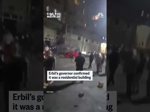 A massive fire ball was seen exploding from the top of a building after an attack in Erbil