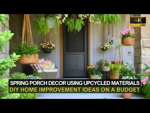 Budget Spring Porch Decor Using Upcycled Materials | DIY Home Improvement on a Budget