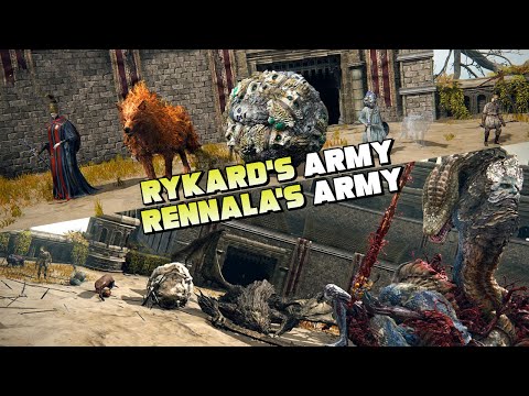 Rykard's Army Vs Rennala's Army - Volcano Fire Conquers Raya Lucaria Magic -  Elden Ring Civil War