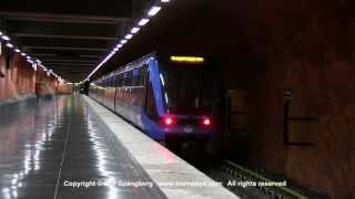 preview picture of video 'SL Tunnelbana tag Metro trains at Rinkeby station Stockholm Sweden'