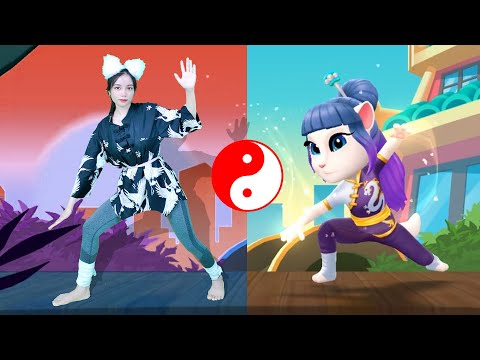 Imitate Angela Practicing Tai Chi - My Talking Angela 2 New Update Game Real Life