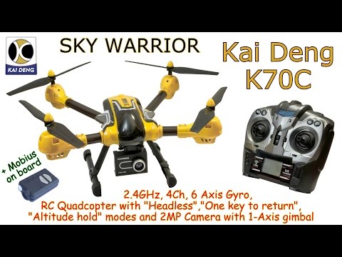 KAI DENG K70C Sky Warrior 2.4GHz, 4Ch, 6 Axis Gyro, RC Quadcopter with Headless and 2MP Camera (RTF)