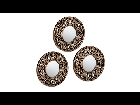 Lot de 3 miroirs décoratifs Noir - Doré - Verre - Matière plastique - 25 x 25 x 2 cm