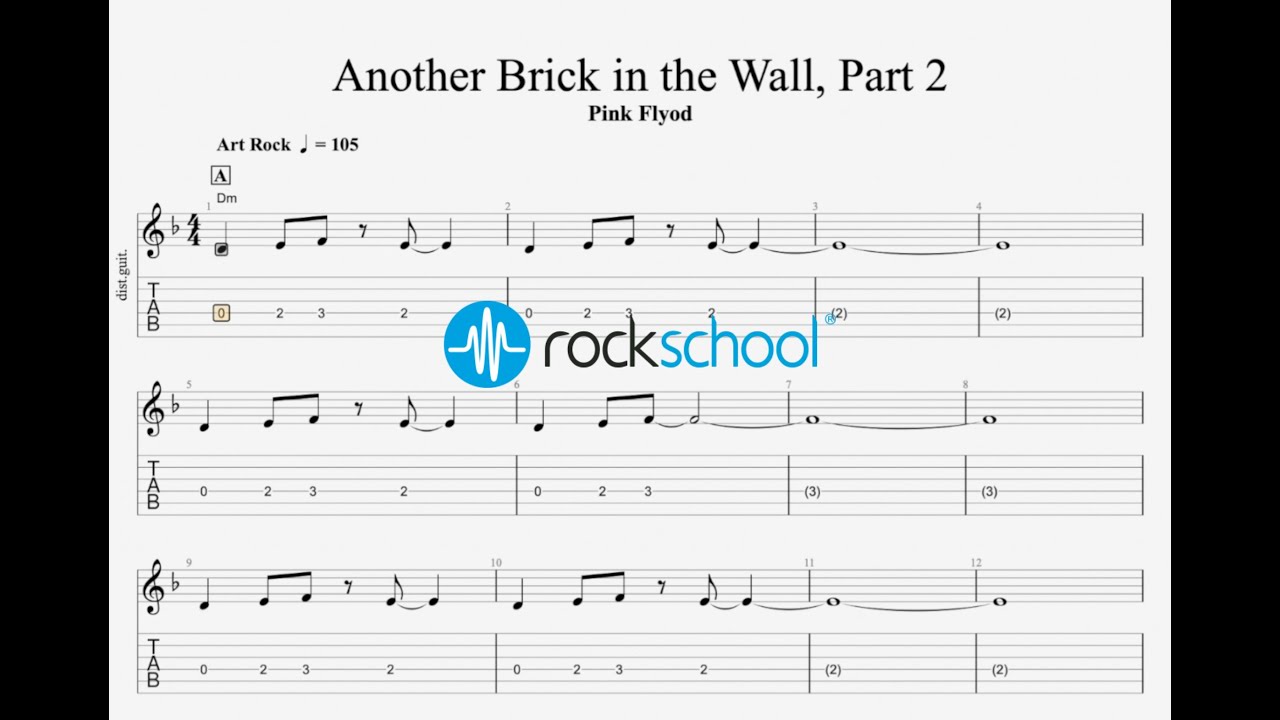 Another Brick in the Wall Pt 2' Pink Flyod Rockschool 2024 Debut Guitar