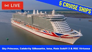 SHIPS TV - 5 Cruise Ships Departing Southampton Live Stream Ship Spotting