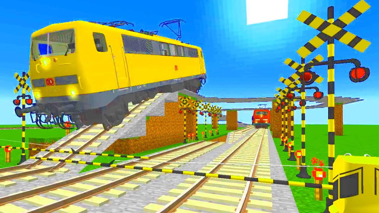 Railway Trains  Railroad Crossing Minecraft【踏切アニメ】