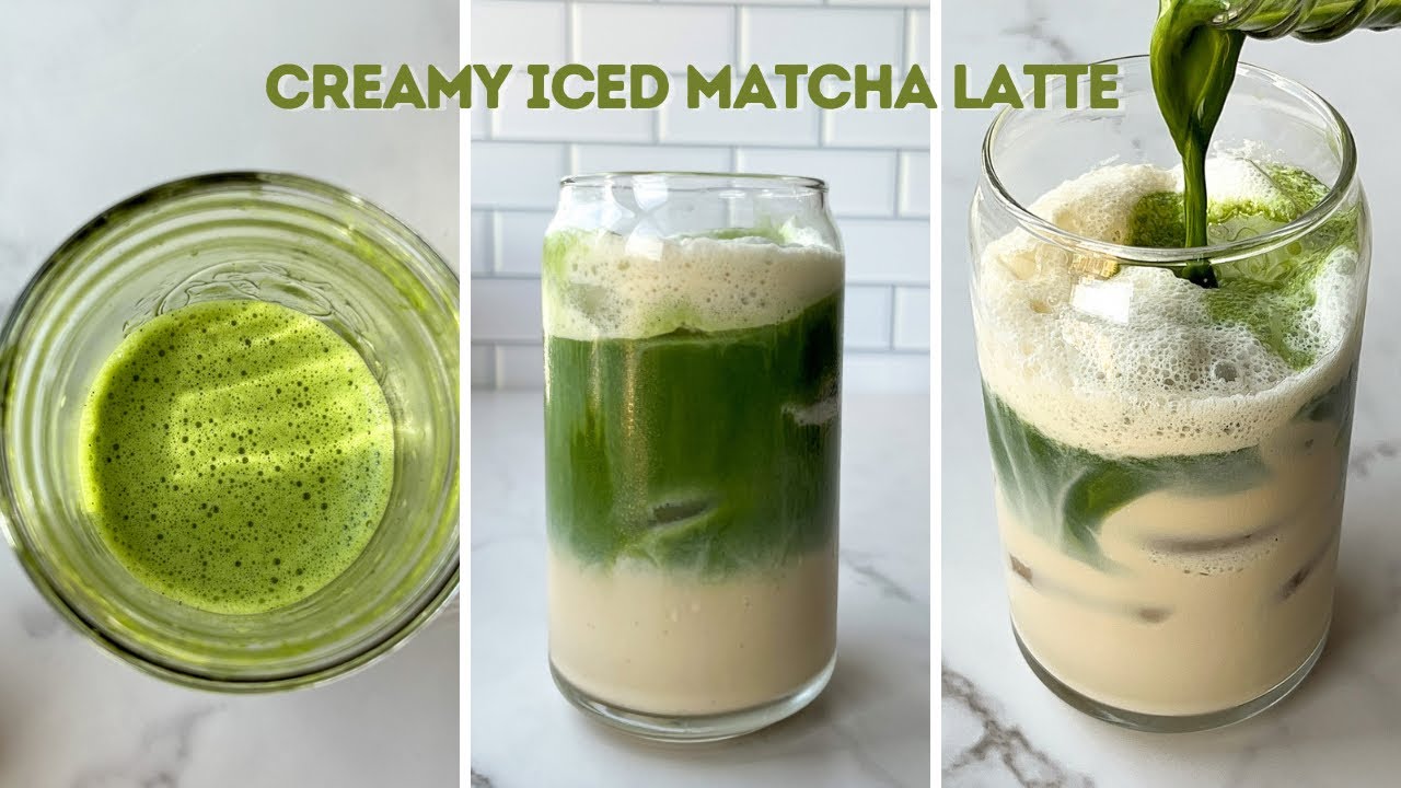 How to make the BEST ICED MATCHA LATTE at home ୧ ‧₊˚ 🍵 ⋅