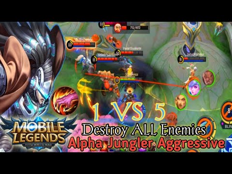 Top Global Alpha Hyper Carry 1 Vs 5 Easy Game | Gameplay Alpha Mobile Legends Bang Bang Season 21 !!