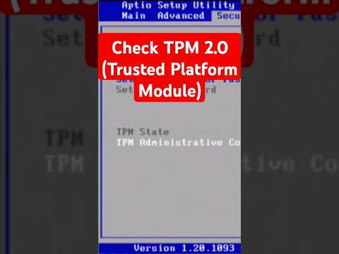 How to Check TPM 2.0 (Trusted Platform Module)