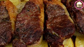 CONTRA FILÉ ASSADO COM BATATAS FÁCIL E DELICIOSO COM SABOR DE CHURRASCO