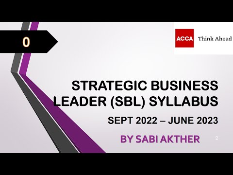 ACCA I Strategic Business Leader (SBL) Syllabus Sept 2022 - June 2023