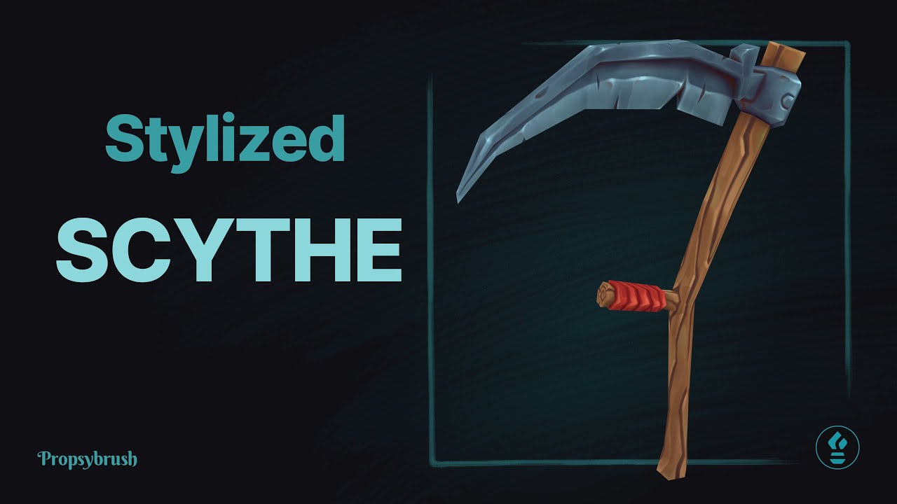 Stylized Scythe 3D Model – Low-Poly, Hand-Painted, Game Ready | #Propsybrush