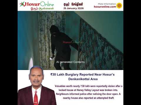 ₹30 Lakh Burglary Reported at Honey Valley Layout Near Denkanikottai, Hosur