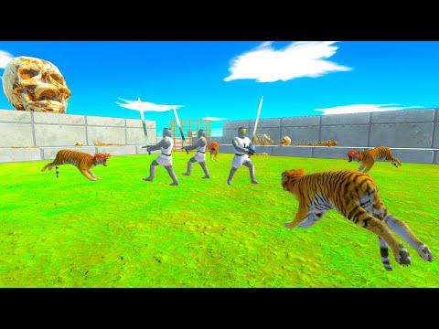 4V3 TIGERS VS PRIMATES + ANCIENT HUMANS ARBS - Animal Revolt Battle Simulator