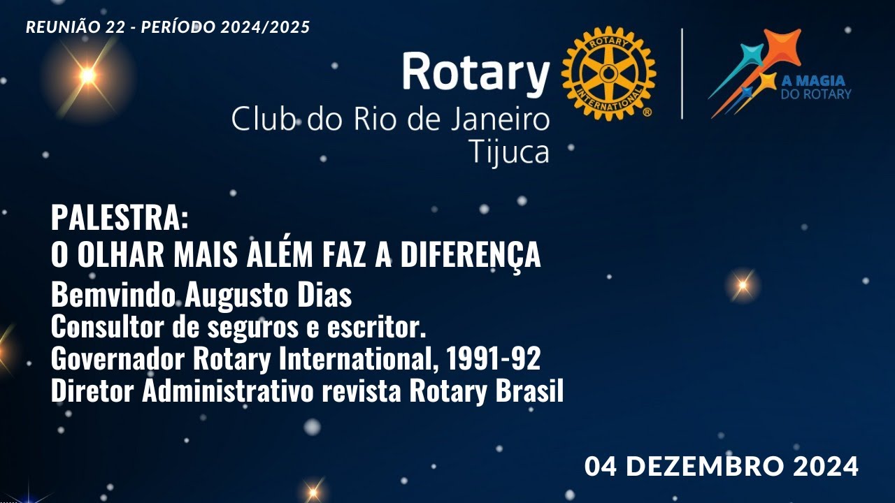 22ª Reunião do período 2024/25 - Rotary Clube Rio de Janeiro Tijuca Distrito 4571