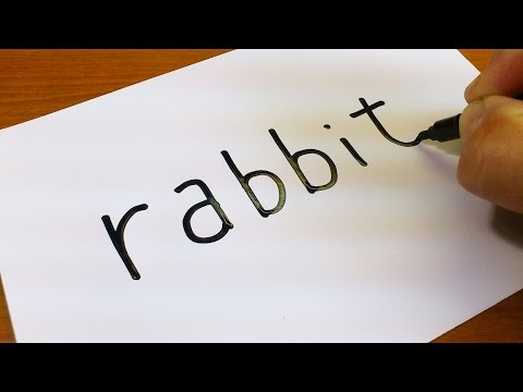Very Easy ! How to turn words RABBIT into a Cartoon -...