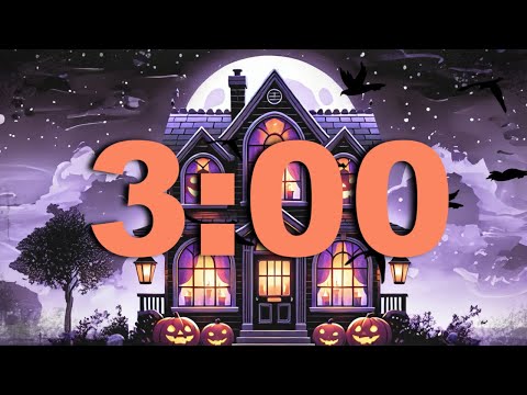 3-Minute Halloween Countdown Timer for Classrooms with Fun Spooky Music and Flying Bats🦇🎃