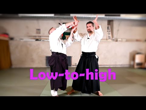 Morote-dori iriminage: circular flowing version (low-to-high) - 諸手取り入身投げ - Aikido Virtual Dojo