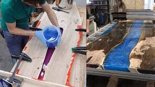 MESA de RESINA com MADEIRA - APRENDA a FAZER a MESA de MADEIRA com RESINA EPOXI - river table
