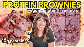 Protein Brownies with 10g Protein & 215 Calories! (Vegan, Gluten-free, Oil-Free, Dairy-Free)