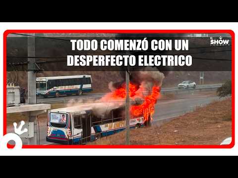 Un colectivo se prendió fuego en la entrada de la calera